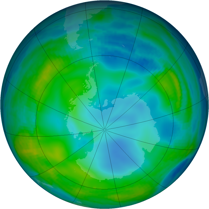 Antarctic ozone map for 10 June 1999